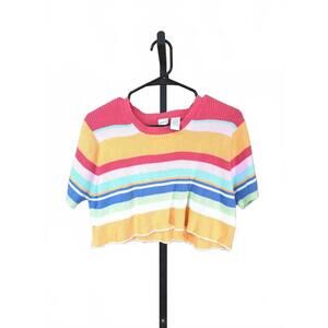 Vintage Cherokee XL Women's 90s Colorful Striped Crop Top Sweater